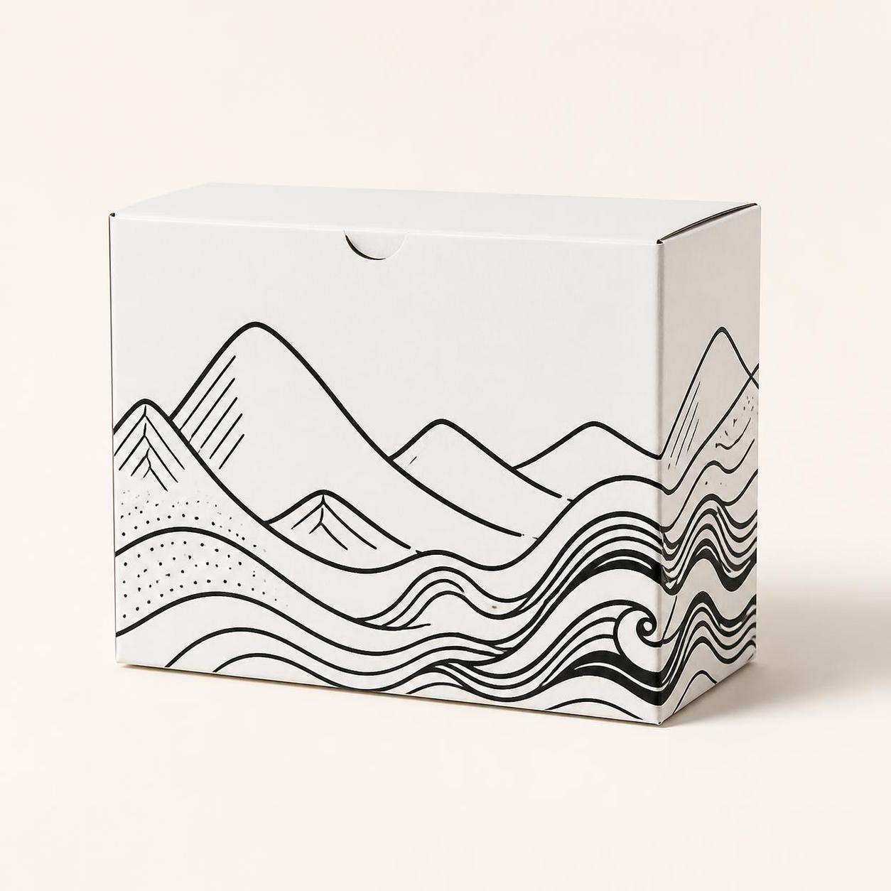 KYAK variety box with black doodle illustrations
