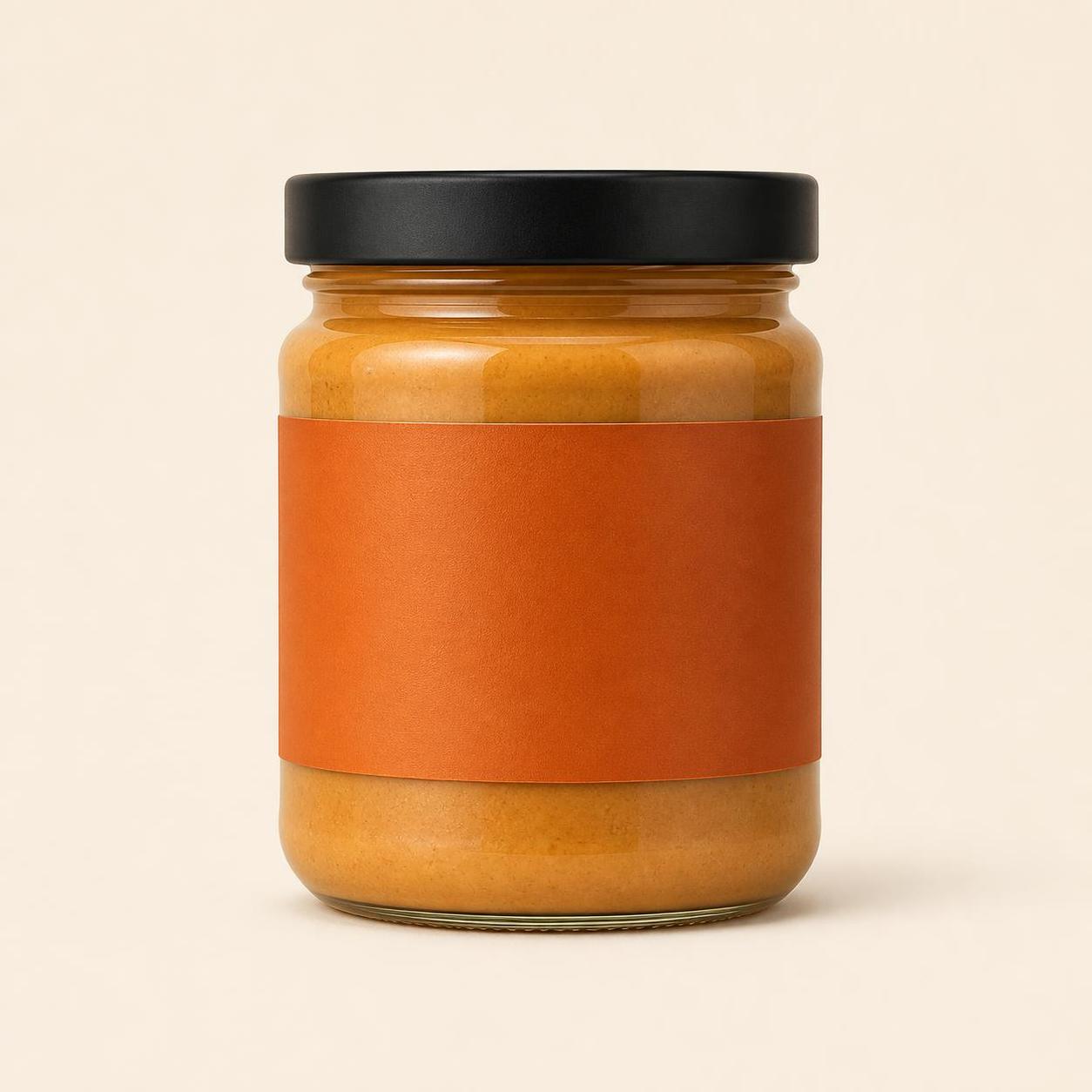 KYAK peanut butter jar with orange label